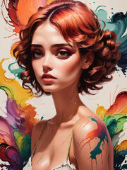 women painting illustration design