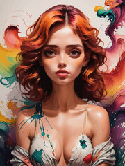 women painting illustration design