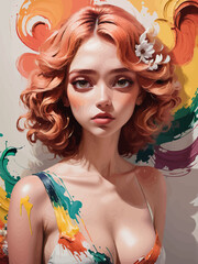 women painting illustration design