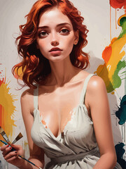 women painting illustration design