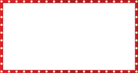 Red retro light box frame border with 15:8 aspect ratio, for 16:9 work project, web, presentation, thumbnail, cut out, isolated.