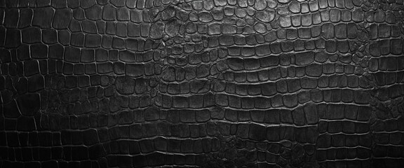 Black Crocodile Leather Texture Background