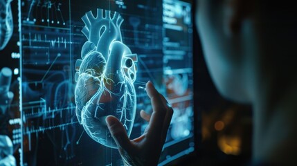 Radiologists work to diagnose and treat human heart disease virtually on a modern screen interface.