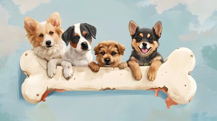 Adorable Group of Playful Puppies Enjoying Time Together in Idyllic Outdoor Setting
