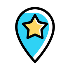Favorite star location icon vector illustration in colored outline