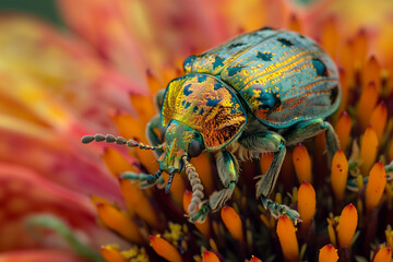 Fototapeta premium bug on flower Generative AI 