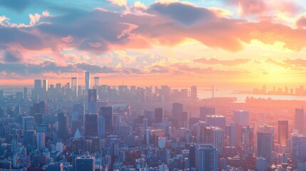 Fototapeta premium City Skyline Sunset