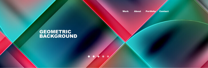 Round triangles and squares web site page template. Vector Illustration For Wallpaper, Banner, Background, Card, Book Illustration, landing page