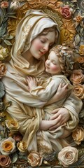 Fototapeta premium Virgin Mary and the Christ Child: A Sculpture