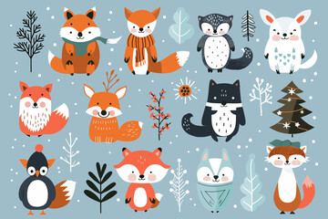 2024 Calendar Featuring Scandinavian-Style Cute Animals, Forest Wildlife, and Whimsical Cars