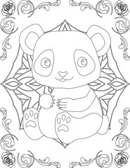 Panda on Mandala Coloring Page. Printable Coloring Worksheet for Adults and Kids. Educational Resources for School and Preschool. Mandala Coloring for Adults