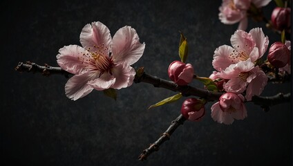 cherry blossom with dark black textured background