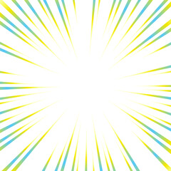 水色と黄色のグラデーションの集中線の素材