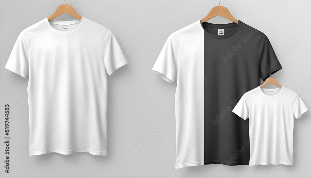 Wall mural Mockup template white t shirt round neck men and women 4 - Wall murals