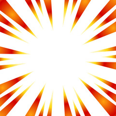 赤と黄色のグラデーションの集中線の素材