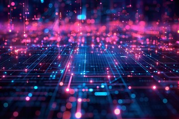 Obraz premium A computer screen displaying numerous glowing dots up close