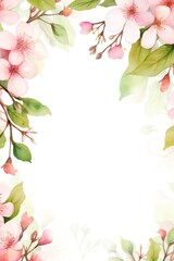 Naklejka premium A beautiful watercolor painting of cherry blossoms