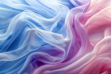 Fototapeta premium Close up of pink and blue fabric on white background