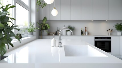 Minimalist White Quartz Kitchen A Modern Scandinavian Haven of Light and Simplicity