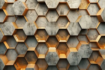 A close up of a wall with a bunch of hexagonals