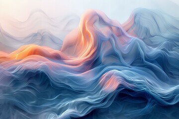Abstract photograph of a blue and orange wave of liquid