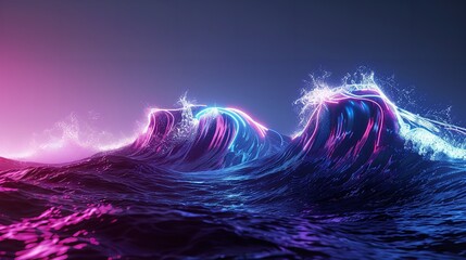 Big Neon Wave Background 8k Transparent

