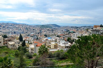 Fototapeta premium Aerial view of the city of Nazareth, Israel