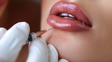 Obraz premium Woman receives cosmetic beauty injection at a medical spa