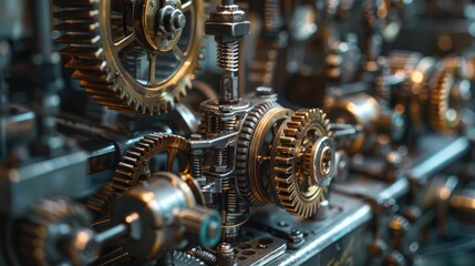 Documentary photography of intricate mechanical gadgets, focusing on gears and levers, highlighting craftsmanship and engineering precision