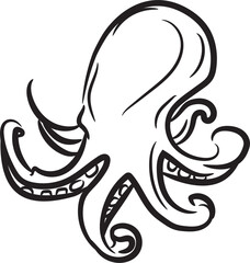 Petite octopus vector silhouette logo marine animal vector concept