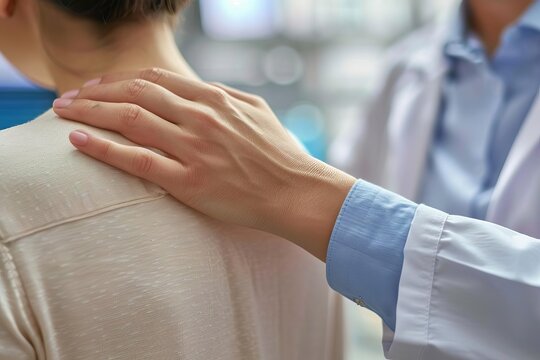 A closeup of a hand patting someones back