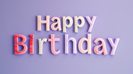 Happy Birthday written with beautiful stylish letters on a plain lavender background