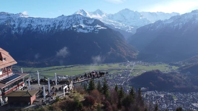 Scenic Harder Kulm in Interlaken on a sunny day