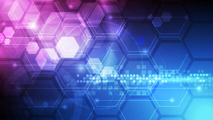 Abstract technology background. Futuristic interface with glowing particles. Vector illustration.