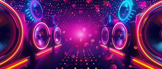 Obraz premium neon style speaker