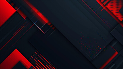 A black and red abstract design with red squares and black squares. The squares are arranged in a way that creates a sense of movement and energy. Scene is dynamic and bold