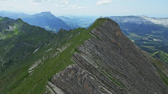Drone footage of Brienzer Rothorn Mountain of the Emmental Alps, in Switzerland