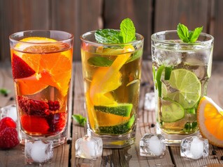 Assorted Berry and Citrus Cocktails. Generative AI.
