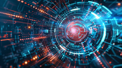 Obraz premium A computer generated image of a glowing, metallic object with a circular shape. The image has a futuristic, technological feel to it