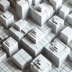 White cube abstract graphic background, 3d illustration for graphic design projects