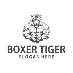 Tiger boxing, logo vector illustration