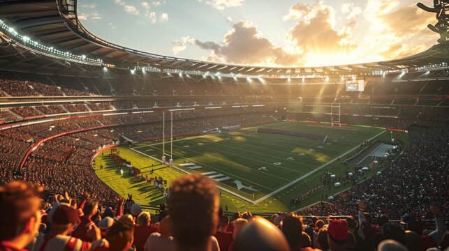 a packed rugby stadium