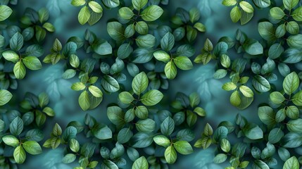 Seamless pattern with green leaves, top view, flat lay.