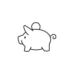 piggy bank outline icon thin vector design good for website or mobile app