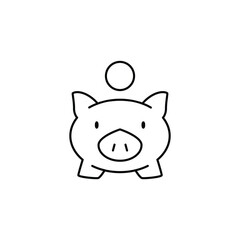 piggy bank outline icon thin vector design good for website or mobile app