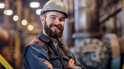 A Smiling Worker in Industrial Setting