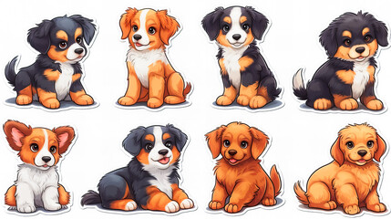 Naklejka premium funny puppys collection