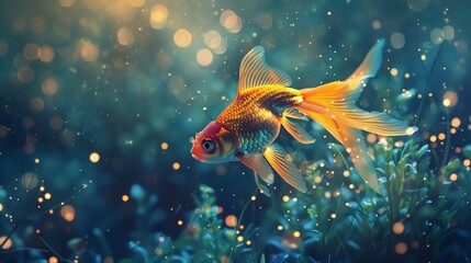 Elegant discus fish in a serene verdant aquarium environment