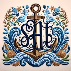 Chic Monogram Embroidery Design Personalized Elegance for Apparel & Accessories  Microstock