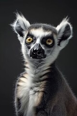 Obraz premium Ring-tailed lemur, lemur catta. Adult portrait, real time